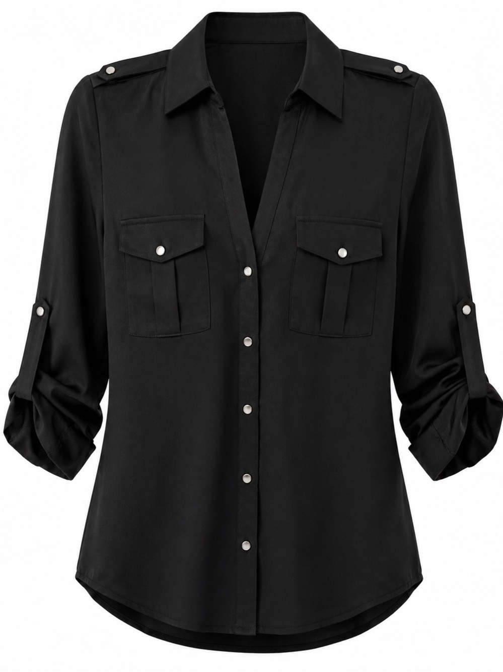 NWT EXPRESS BLACK BUTTON DOWN TOP WITH POCKET DETAILS